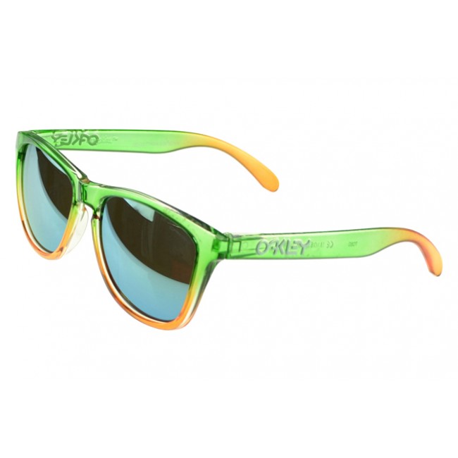 Oakley Frogskin Sunglasses Green Frame Blue Lens Vip Sale