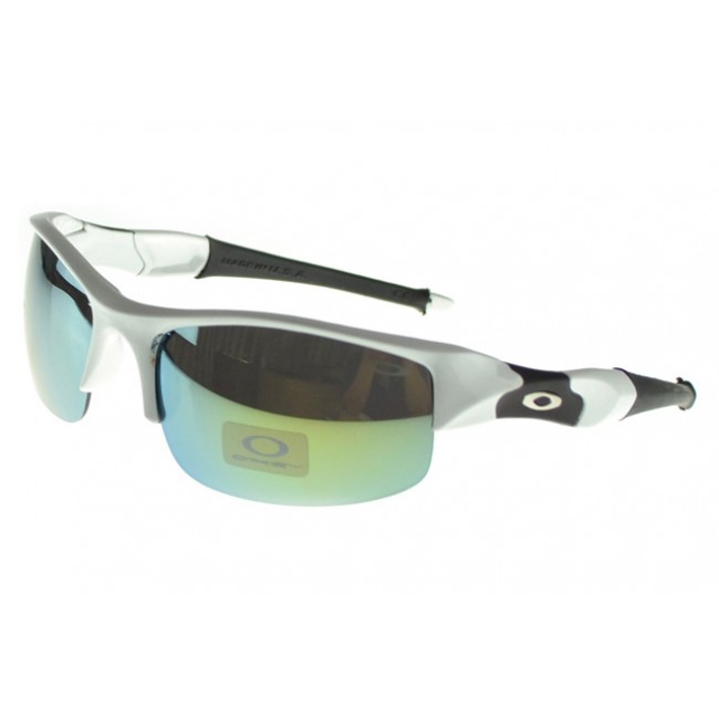 Oakley Flak Jacket Sunglasses white Frame blue Lens Outlet Factory