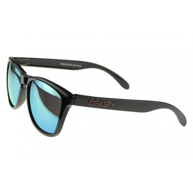 Oakley Frogskin Sunglasses black Frame blue Lens Cheap For Sale
